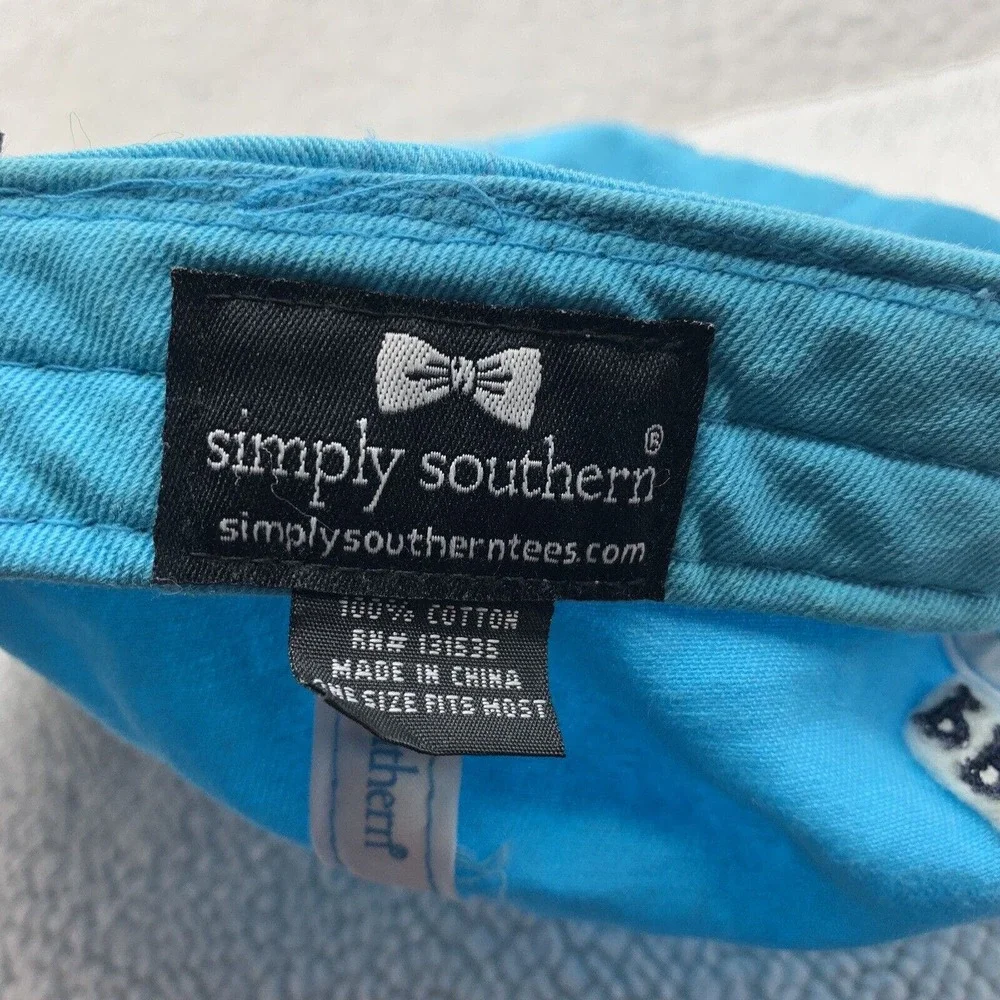 Simply Southern Baseball Hat Womens OSFA Strap Back Blue Preppy Classy Happy‎ - Picture 7 of 7